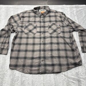 40 Grit By Duluth Trading Window Pane Flannel Brown LS Button Up Shirt Sz 3
